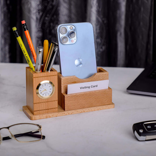 Chrono Wooden Desk Pen Stand