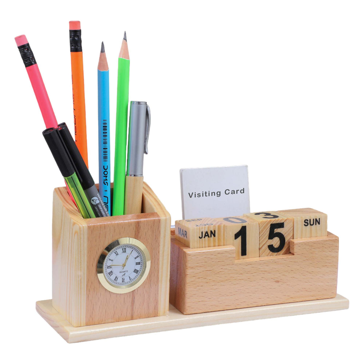 FlipTime Wooden Desk Pen Stand
