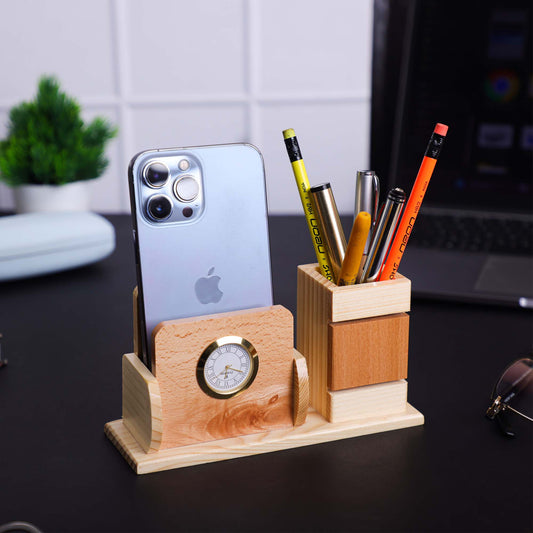 TimberTwin Wooden Desk Pen Stand