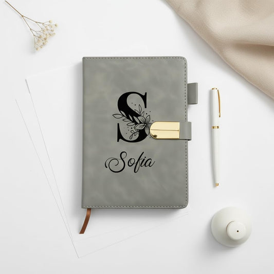 FloraLock Personalized Diary – Misty Grey