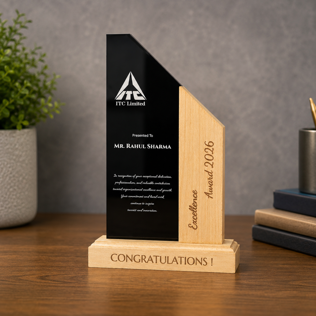 Twin Tower Personalised Trophy