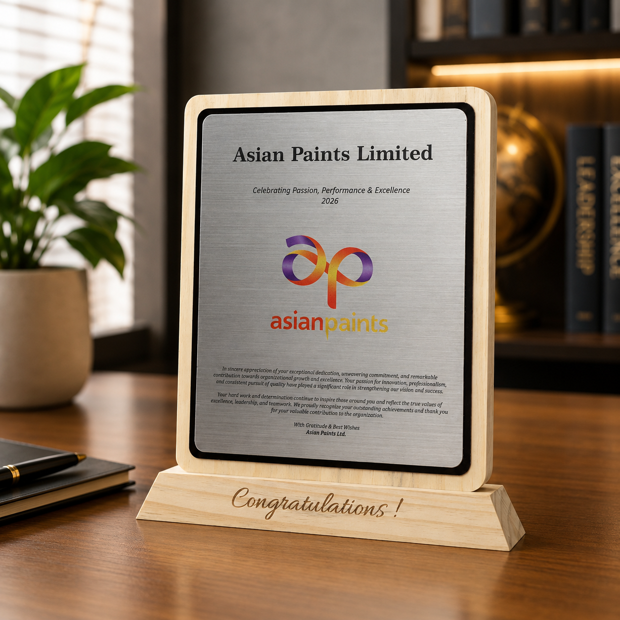 Silver Frame Wooden Trophy