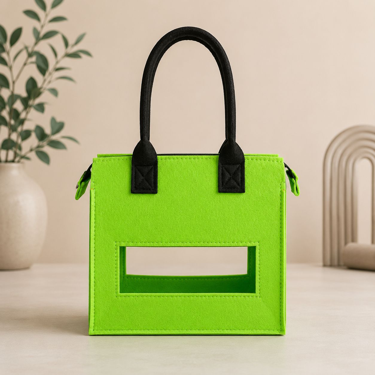 Luna Label Handbag – Neon Green