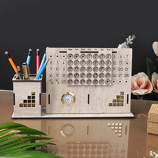 Perpetual Calendar Desk Pen Stand