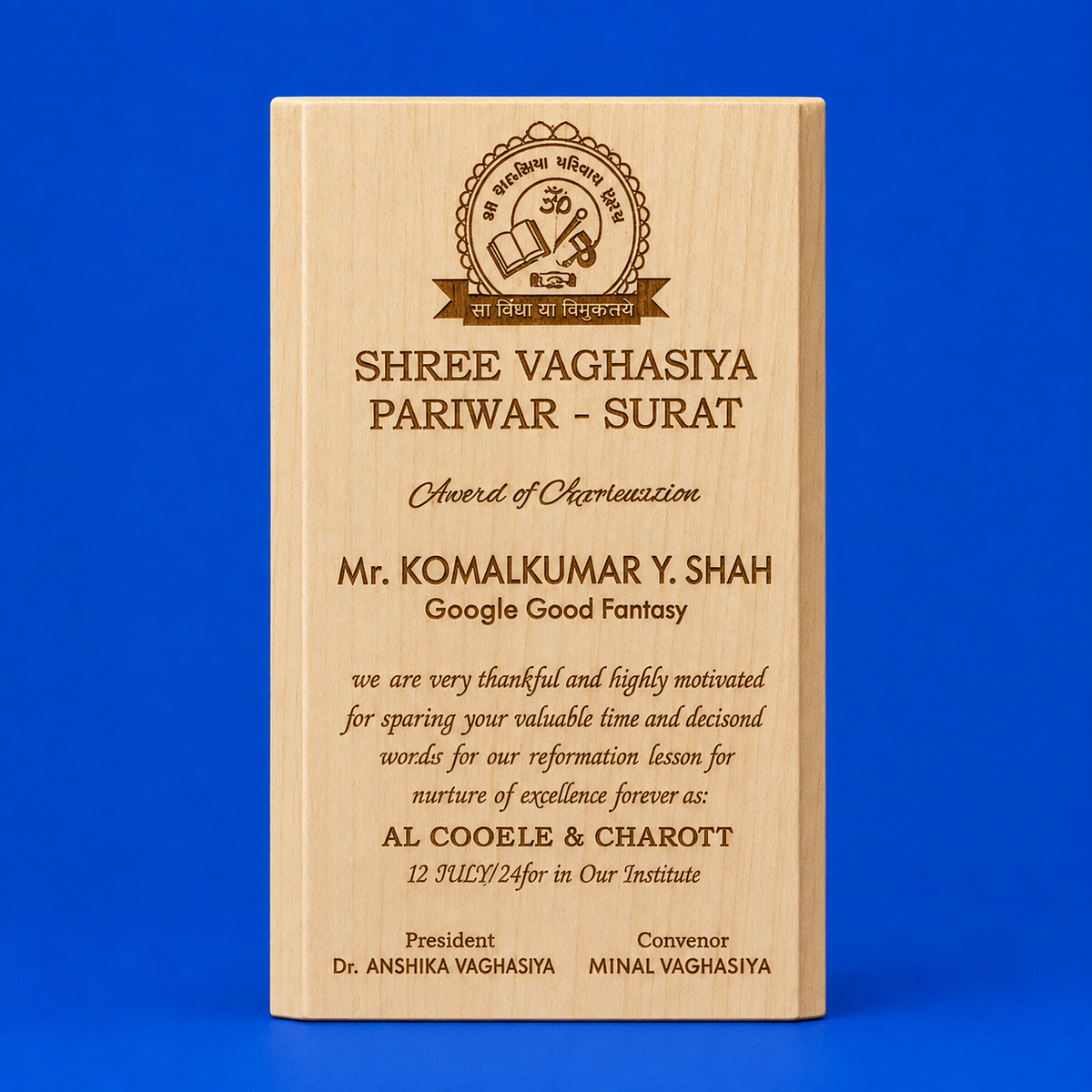 Heritage Plaque Personalised Trophy