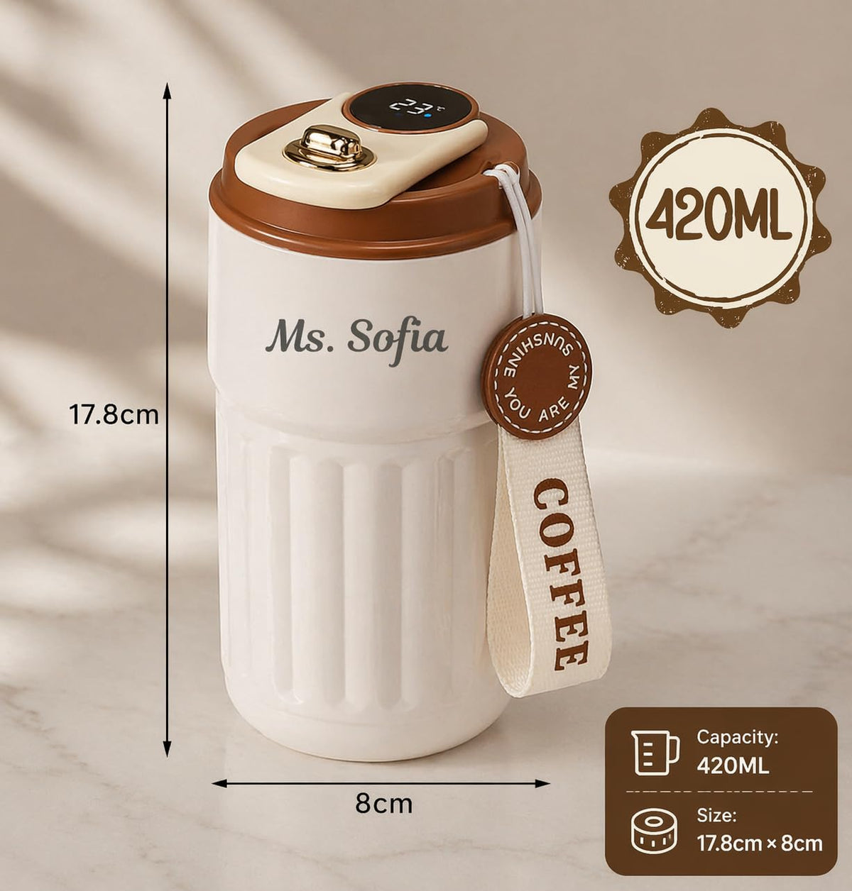 BrewBuddy Personalized Travel Coffee Mug