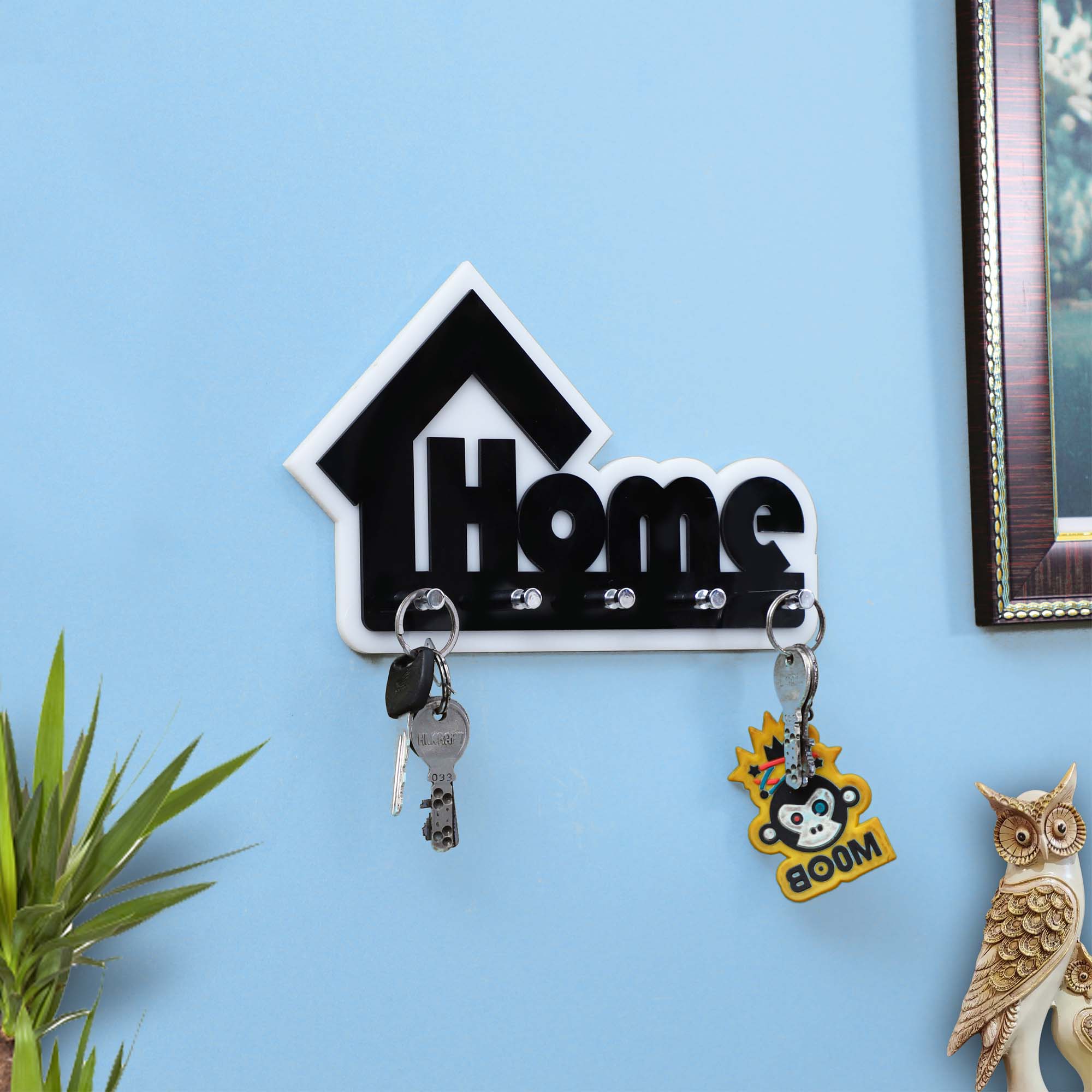Key Holder With 5 Knob Hooks | Home Design Self Adhesive Key Hanger for Home and Office No Drill Required