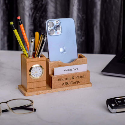 Chrono Pesonalized Wooden Desk Pen Stand