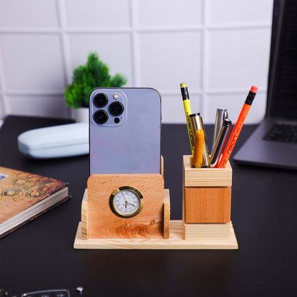 TimberTwin Wooden Desk Pen Stand