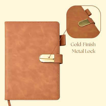 FloraLock Personalized Diary – Tan Brown