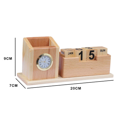 FlipTime Wooden Desk Pen Stand