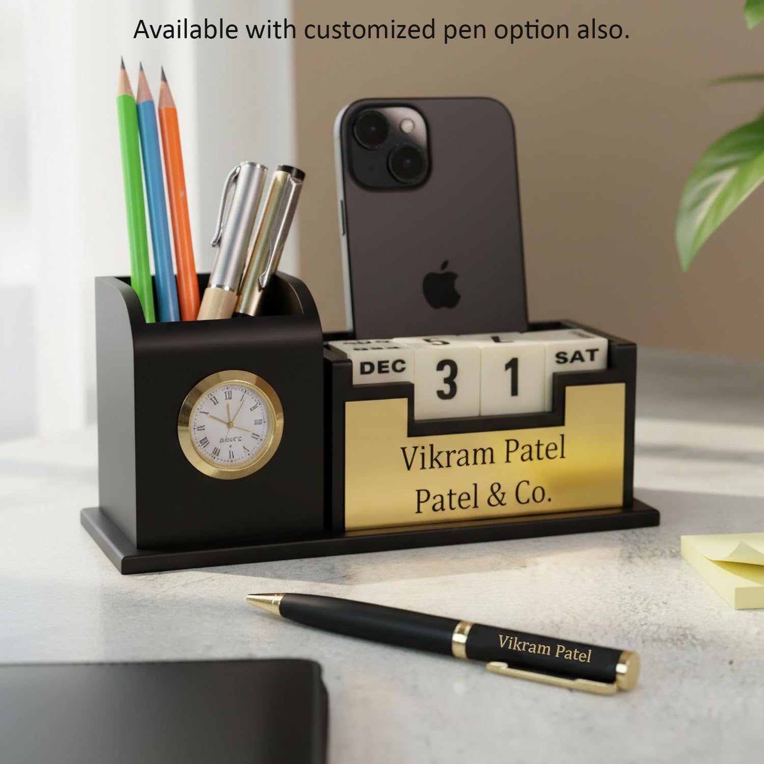 Personalized Signature Time Desk Pen Stand
