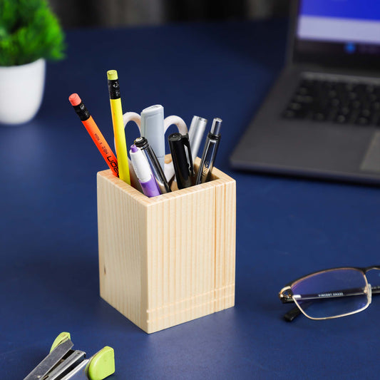 Natural Woodcraft Desk Pen Holder