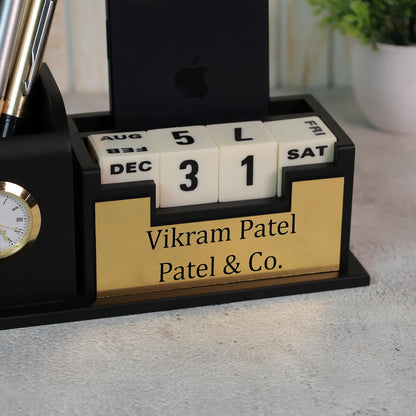 Personalized Signature Time Desk Pen Stand
