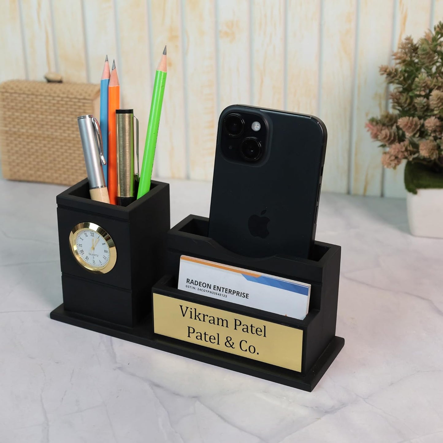 Personalized Classic Time Desk Pen Stand