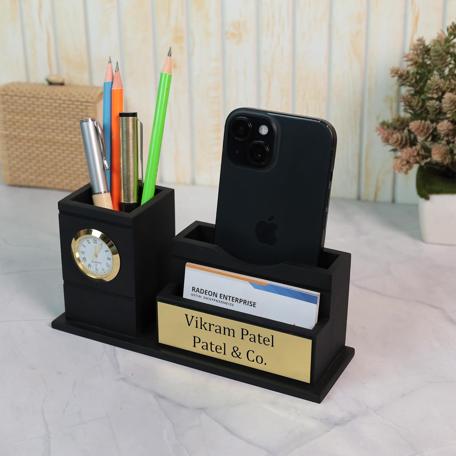 Personalized Classic Time Desk Pen Stand