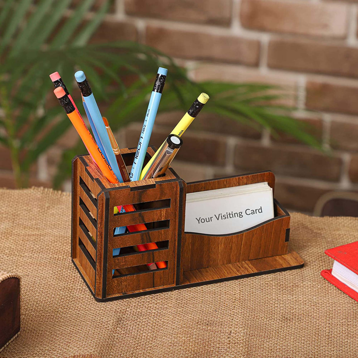 Rustic Slot Desk Pen Holder