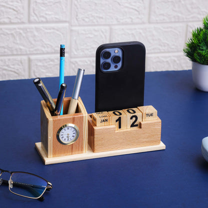 FlipTime Wooden Desk Pen Stand