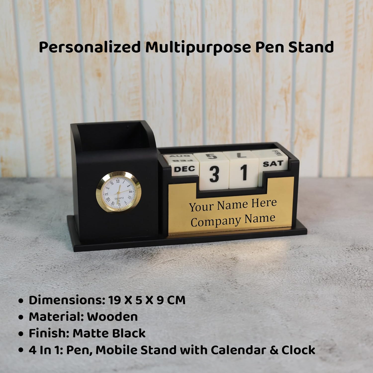 Personalized Signature Time Desk Pen Stand