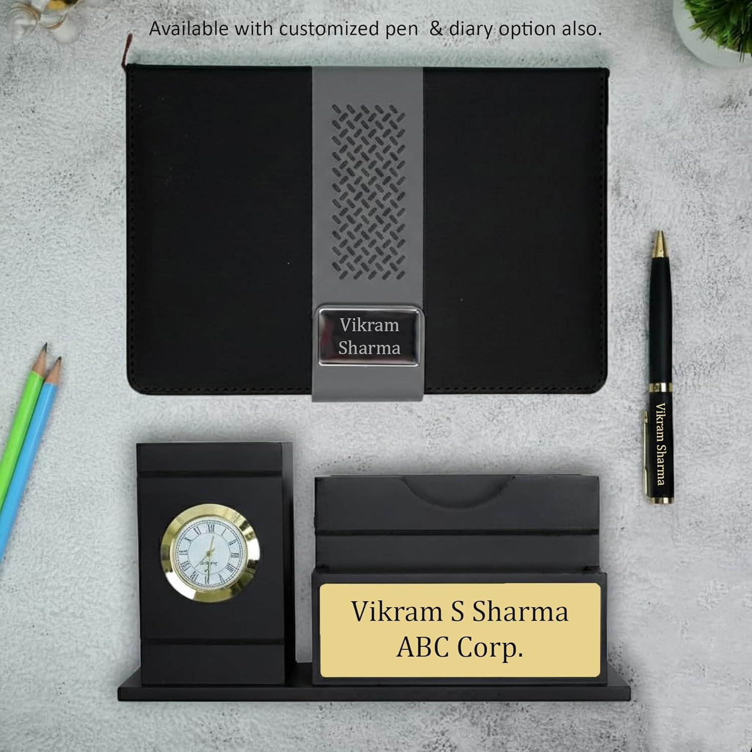 Personalized Classic Time Desk Pen Stand