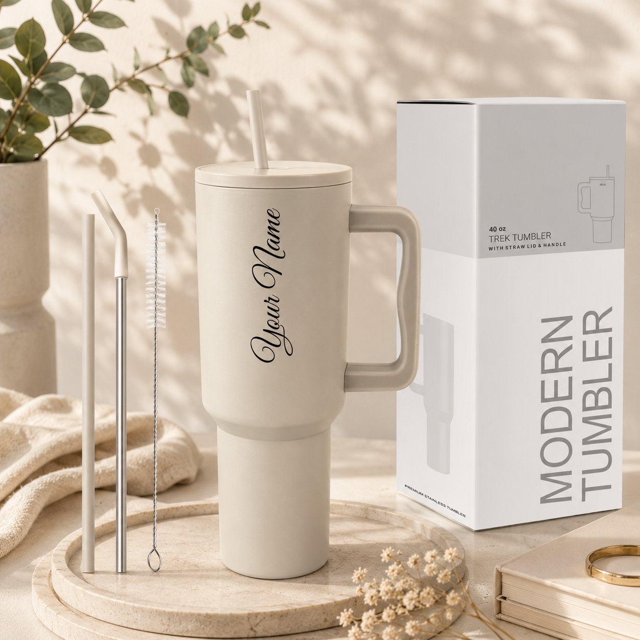 Pesonalized EpicSip Hand Tumbler – Cream