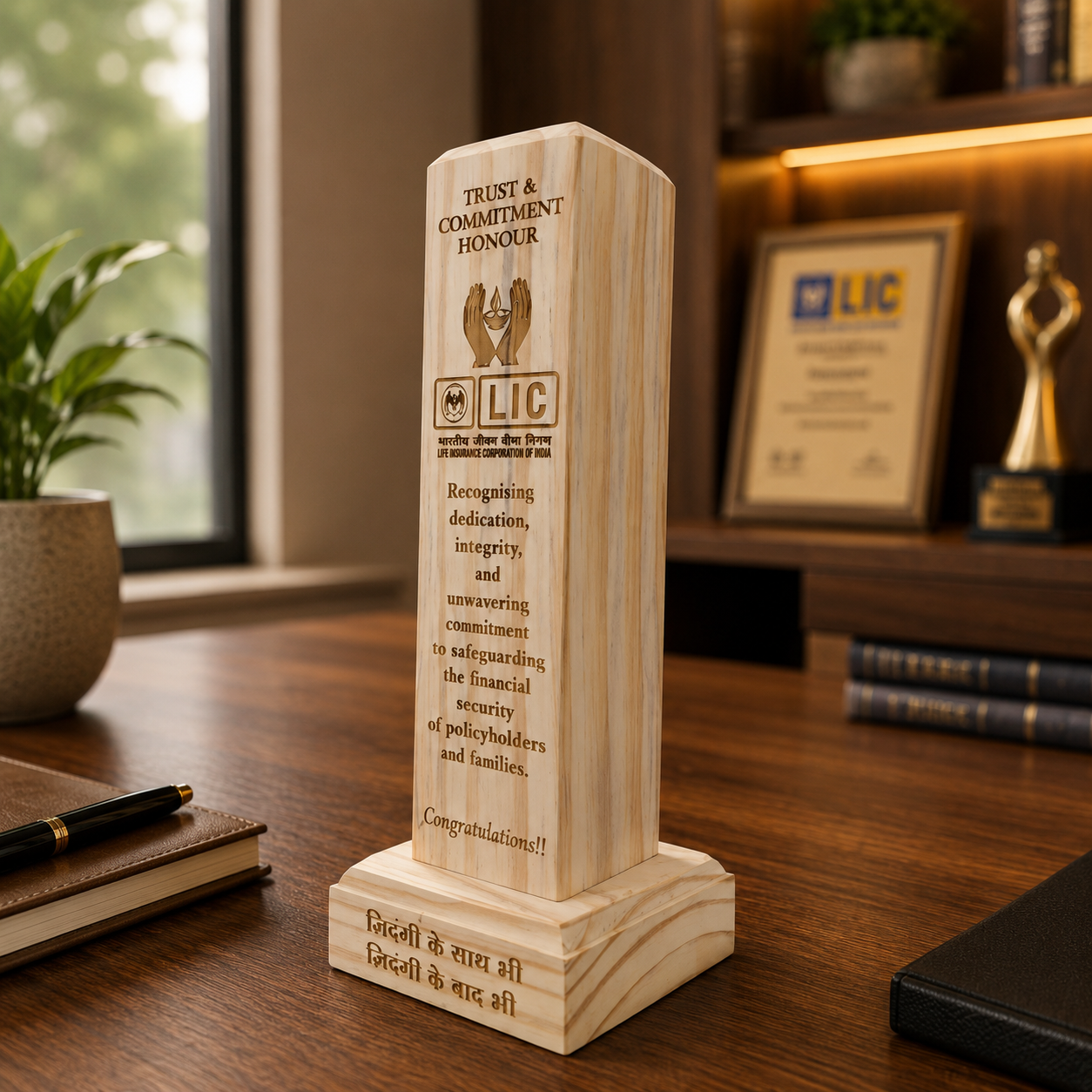 Heritage Pillar Wooden Trophy