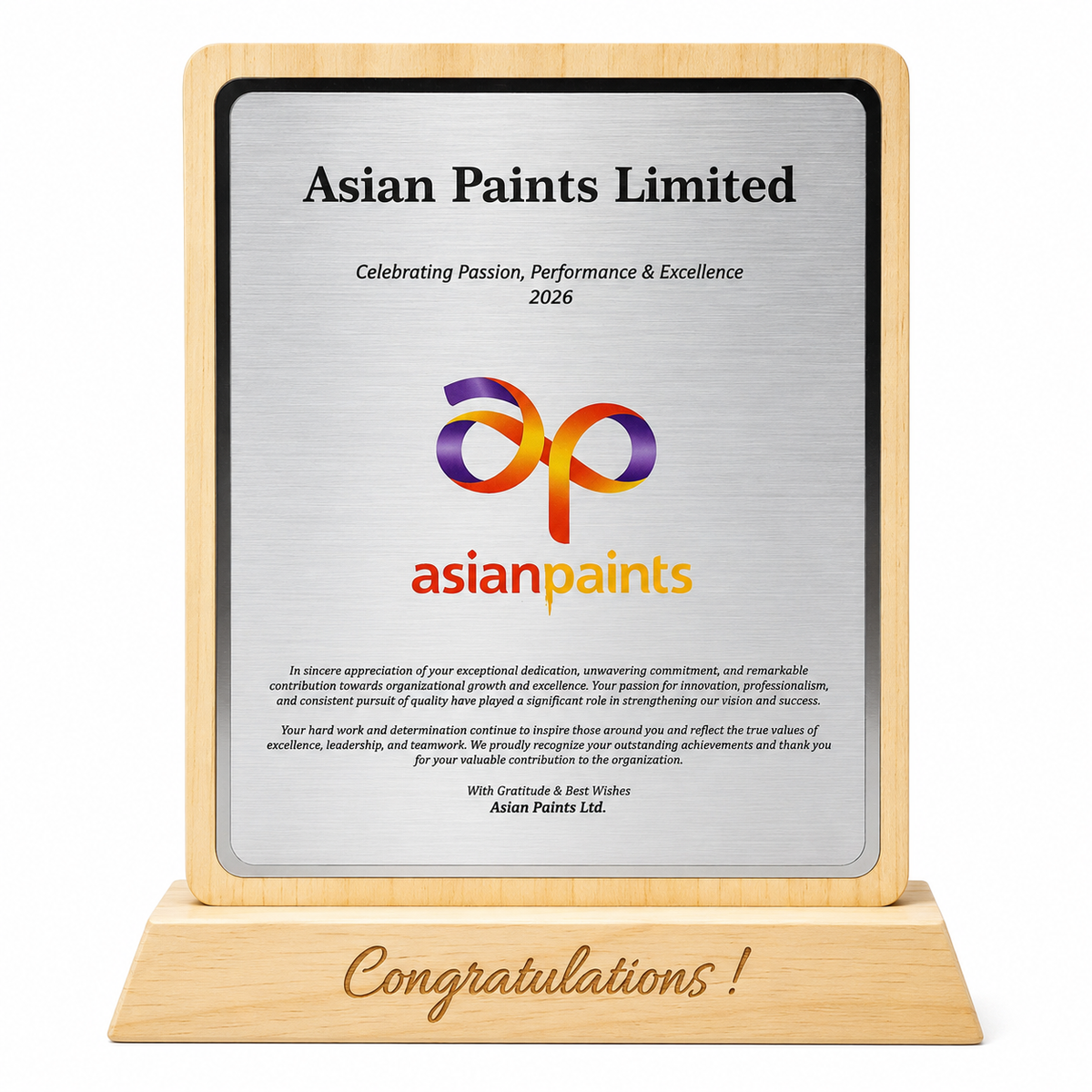 Silver Frame Wooden Trophy