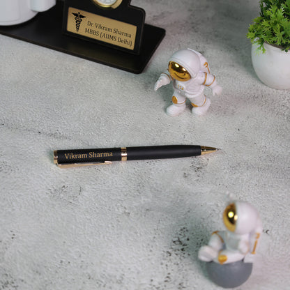 Custom Engraved Black & Gold Pen – Personalized Name Pen for Professionals & Gifts