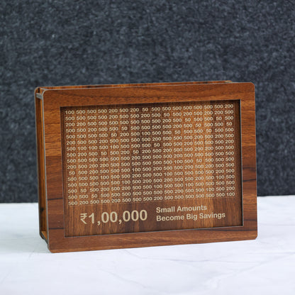 ₹1,00,000 Wooden Savings Box  - Motivational Money Saving Tracker