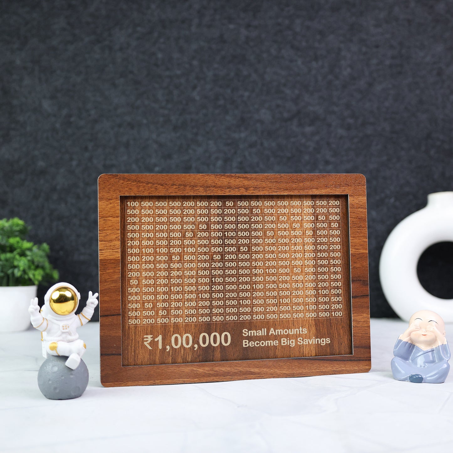 ₹1,00,000 Wooden Savings Box  - Motivational Money Saving Tracker