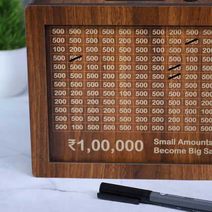 Personalized Wooden Savings Box - Custom Laser Engraved Money Box