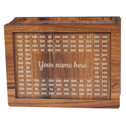 Personalized Wooden Savings Box - Custom Laser Engraved Money Box