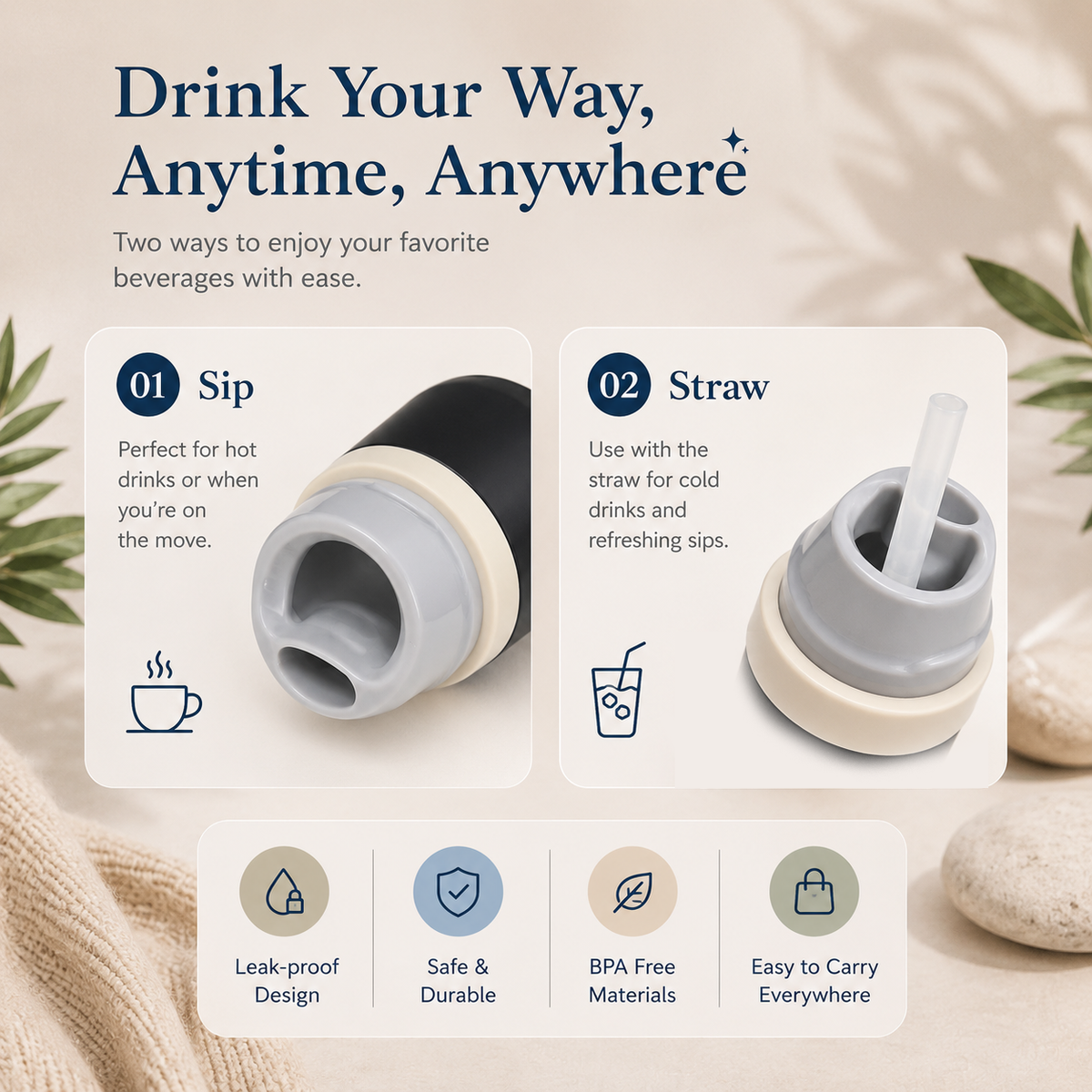 TrailSip Personalized Water Bottle – Black
