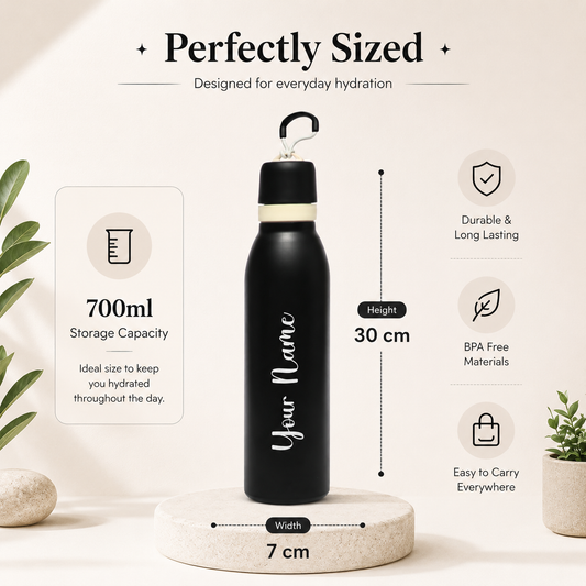 TrailSip Personalized Water Bottle – Black
