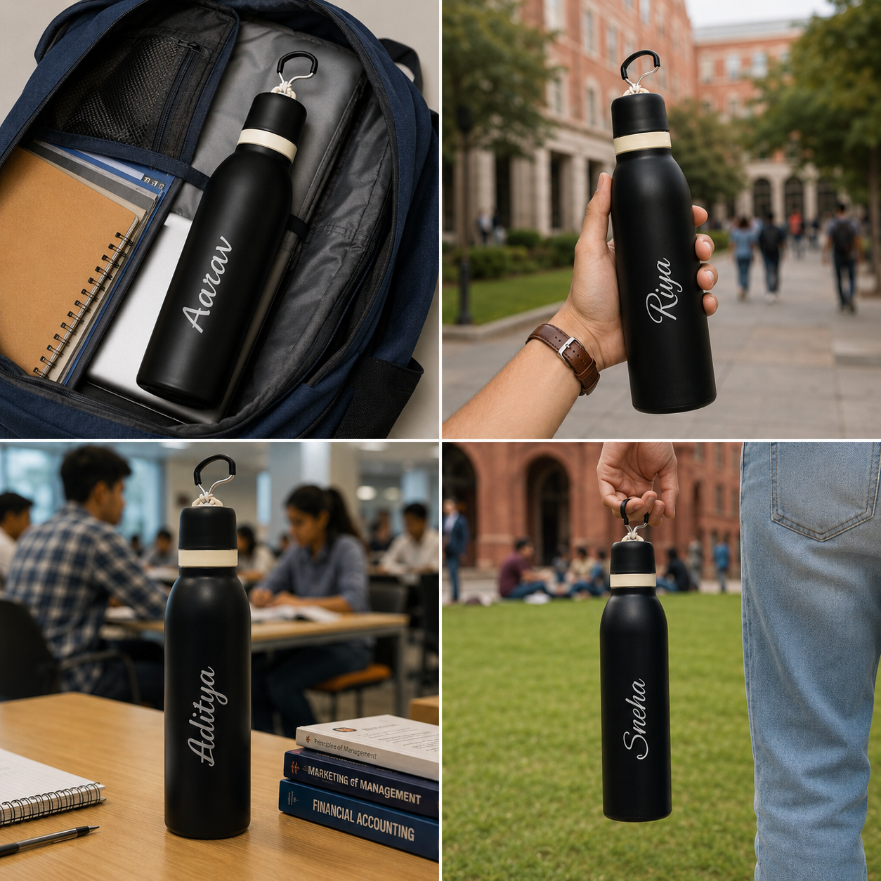 TrailSip Personalized Water Bottle – Black