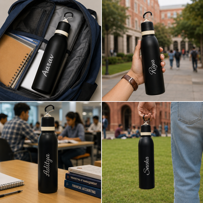 TrailSip Personalized Water Bottle – Black