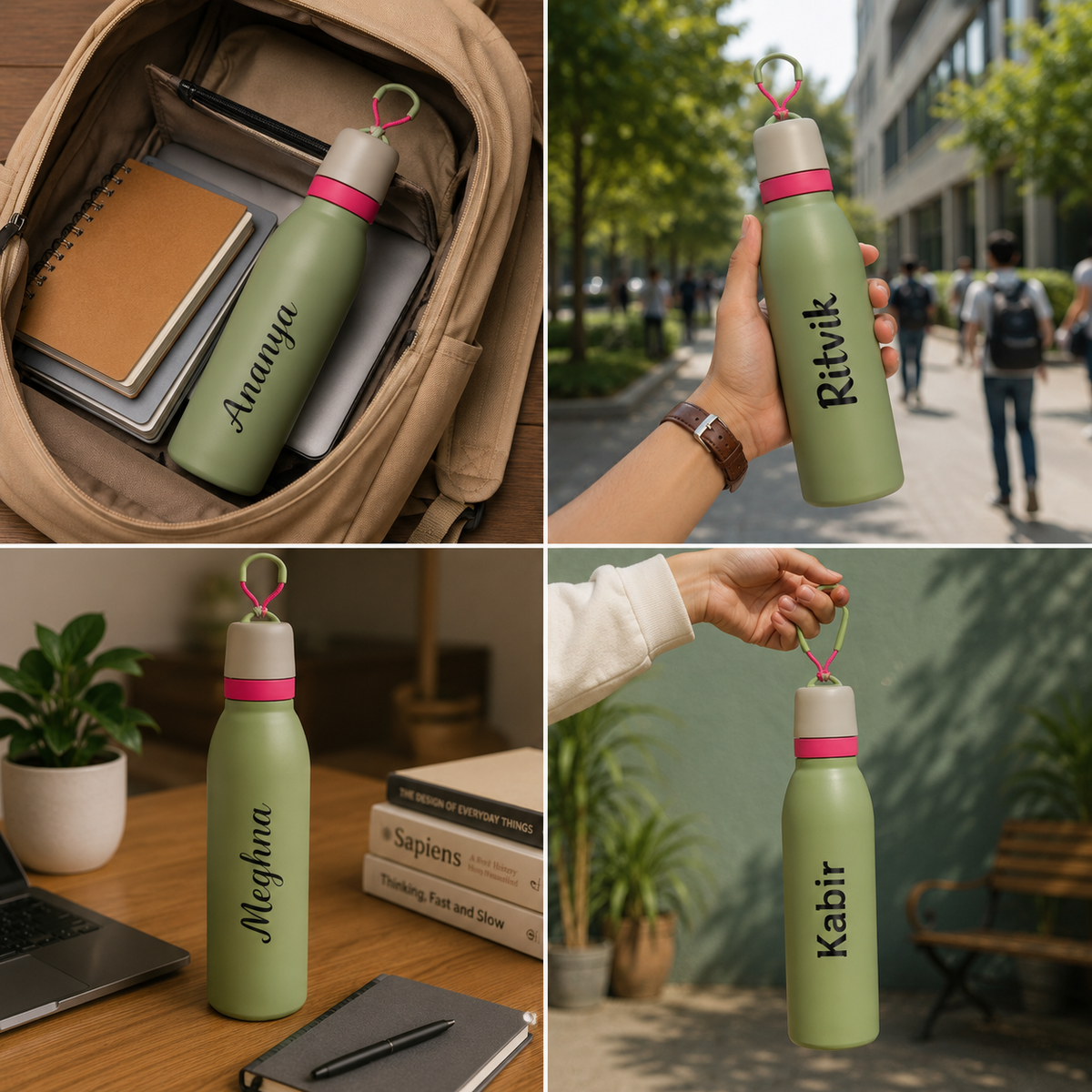 TrailSip Personalized Water Bottle – Green