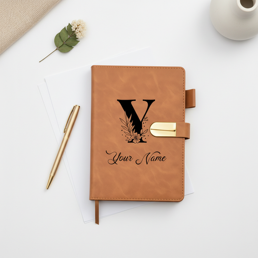 FloraLock Personalized Diary – Tan Brown