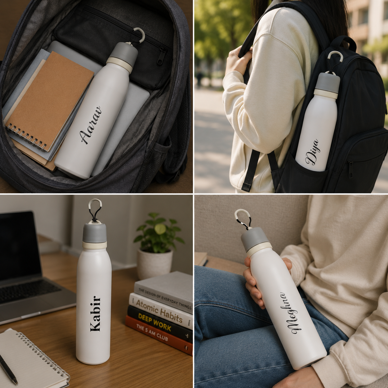 TrailSip Personalized Water Bottle – White